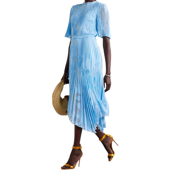 JASON WU COLLECTION Asymmetric pleated devoré-chiffon midi dress Size 6 NEW - Picture 11 of 13